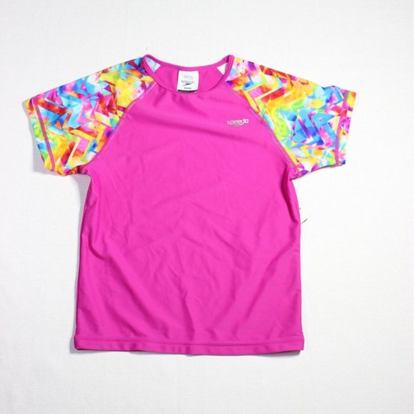 Speedo Girls Black‎ / Pink UV Protection Pullover Swim Top Size Medium Lot Of 2 - Picture 1 of 9